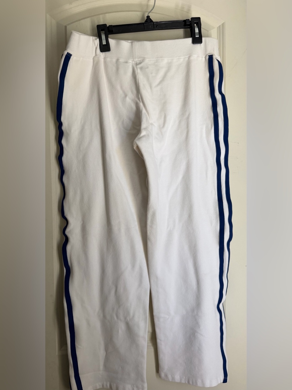 USA sport y2k Athletic White Track Pants with Navy Side Stripe M gym angelcore - Picture 3 of 6